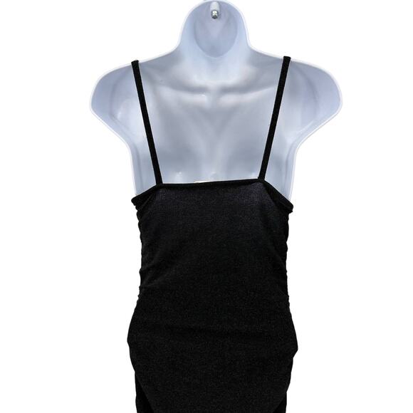 Forever Rose Couture Ruched Bodycon Dress Small Black Stretchy Prom Maxi Formal - Picture 5 of 12